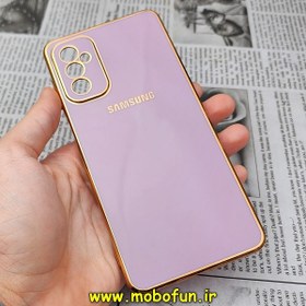 تصویر قاب گوشی Galaxy M52 5G سامسونگ طرح ژله ای مای کیس گلد لاین دور طلایی محافظ لنز دار یاسی کد 16 