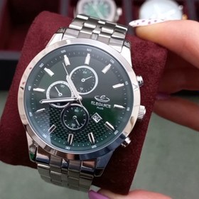 تصویر ساعت الگانس مردانه موتور سوییس سیلور صفحه سبز مدل EP0638G Elegance watch for men, Swiss engine, silver, green dial model EP0638G