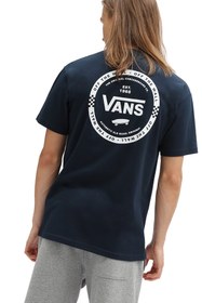 تصویر تی شرت آبی سرمه ای یقه خدمه طرح چاپی مدل ساده آستین کوتاه زنانه ونس Vans (ساخت آمریکا) 