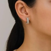 تصویر گوشواره نقره ای مرواریدی ژوپینگ کد GO1-0020 