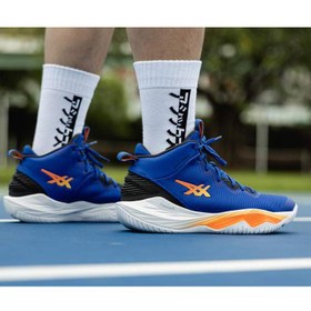 تصویر کتونی والیبالی اسیکس نوا سرج 2 آبی نارنجی Asics Nova Surge 2 Blue Shocking Orange 