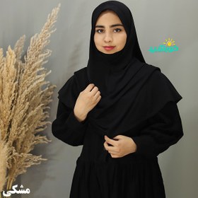 تصویر مقنعه چانه دار ریون اعلاء مشکی کد 1633 