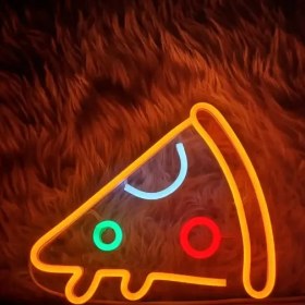 تصویر نئون مینیمال طرح پیتزا pizza minimal neon