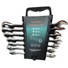 تصویر آچار یکسر تخت و یکسر رینگی جغجغه ای مدل RATCHET WRENCH مجموعه 7 عددی 