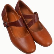 تصویر کفش چرم طبیعی راحتی زنانه قهوه ای 