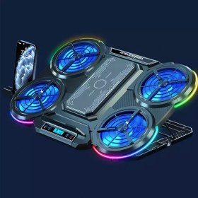 تصویر پایه خنک کننده لپتاپ و تبلت رادیاتوری مدل Q5 Laptop Cooling Pad RGB Gaming Notebook Cooler Z32 Semiconductor Cooling pad