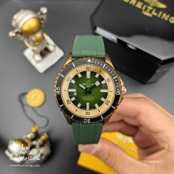 تصویر ساعت برایتلینگ سوپر اوشن صفحه سبز بند رابر سبز Breitling Superocean برایتلینگ ( Breitling )