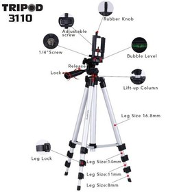 تصویر سه پایه نگهدارنده گوشی 3120 و 3110 تریپاد tripod(پایه گوشی موبایل فیلم برداری عکاسی دوربین همسفر منوپاد طرح و مدل) 