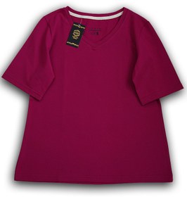 تصویر تیشرت پنبه ای یقه ۷ زنانه - نعنایی / L ا Women's 7-neck T-shirt Women's 7-neck T-shirt
