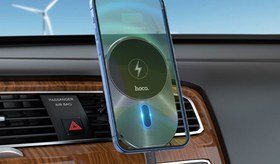 تصویر نگهدارنده مغناطیسی و شارژر وایرلس خودرو هوکو HOCO Magic magnetic wireless fast charging car holder CA91 