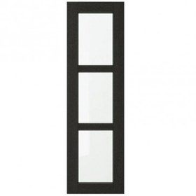 تصویر درب کابینت شیشه ای ایکیا مدل LERHYTTAN اندازه 100×30 سانتیمتر چوبی با رنگ آمیزی مشکی 