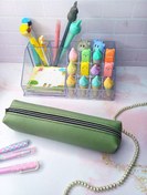 تصویر جامدادی چرم ساده سبز 