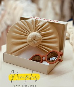 تصویر توربان نخی نوزادی پاپیونی ......................18627 - کرم دوناتی / 0-6 ماه 