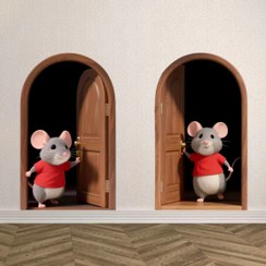 تصویر استیکر دیواری موش مهمان 