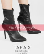 تصویر پیش سفارش – نیم بوت چرمی مشکی مدل تارا_2 پاشنه باریک 10سانت (7روزه) 