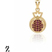 تصویر پلاک طلا طرح انار لیزری سواروسکی 