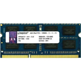 تصویر رم لپ تاپ 4 گیگابایت کینگستون DDR3 1600 Kingston PC3-12800 DDR3 1600 4GB SODIMM