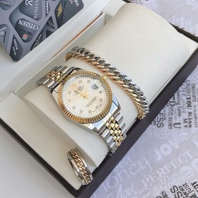 تصویر ساعت مردانه رولکس Rolex همراه دستبند و حلقه استیل فول استیل ضد اب همراه باکس روز مرد کادو ROLEX