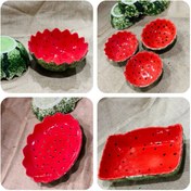 تصویر ست ظروف یلدایی طرح هندوانه 9 پارچه 