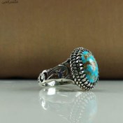 تصویر انگشتر فیروزه نیشابوری مردانه طرح رهبری کد 273 