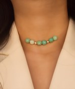 تصویر گردنبند سنگ آمازونیت و گوی نقره 