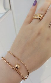 تصویر دستبند زنانه دو لاین با آویز گوی ژوپینگ کد 1151 
