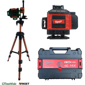 تصویر تراز لیزری میلواکی / نور سبز / 360 درجه / 16 لاین / 4 بعدی / مدل M16x laser level  Milwaukee green light and 360 degree MODEL:  M16x