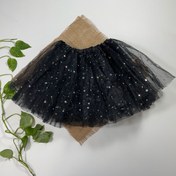 تصویر دامن نوزادی دخترانه آستین کلوش طرح ستاره ای مشکی رنگ - 0 تا 3 ماه 