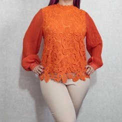 تصویر شومیز گیپور ترمه آستین پلیسه کد 109 