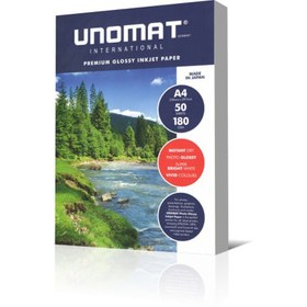 تصویر کاغذ گلاسه یونومات سایز A4 وزن 180 گرم بسته 50 برگ Unomat A4 Premium Glossy Paper 180g 50sh