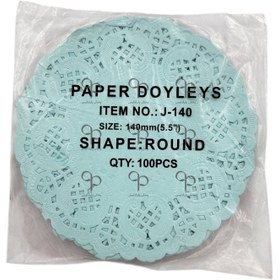 تصویر دانتل زیر کیک گرد 14 سانتی آبی 