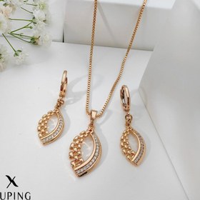 تصویر نیم ست ژوپینگ مدل برگ نگین دار طرح طلا 