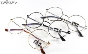 تصویر عینک شیشه گرد شفاف طرح طبی فریم طلایی کد 630 