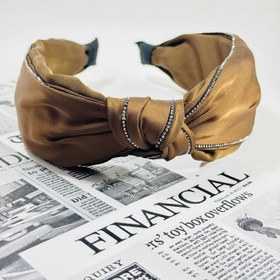 تصویر تل سر گره ای نگینی - مشکی 