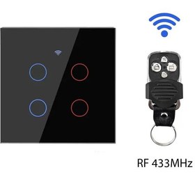 تصویر کلید لمسی هوشمند چهار پل تویا مدل WIFI+RF RF433MHZ TUYA 4 GANG WiFi & RF433MHZ