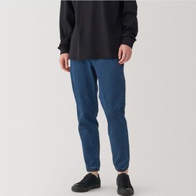 تصویر شلوار جین جگر با کشسانی فوق‌العاده - سرمه‌ای تیره برند muji Super Stretch Denim Jogger Pants Dark Navy