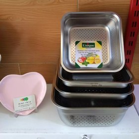 تصویر سرویس آبکش و لگن ۴ پارچه یونیک مربع 