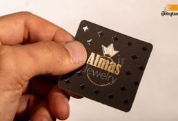 تصویر کارت ویزیت لمینت برجسته طلاکوب مربع 