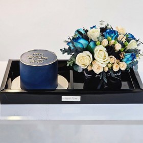 تصویر باکس گل و کیک سرمه ای 