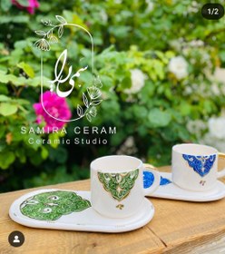 تصویر فنجان و زیری طرح سنتی سرامیکی ۲ عددی Traditional cup and saucer