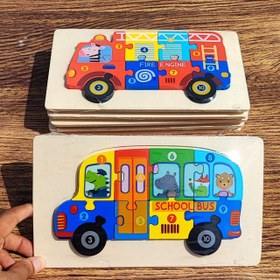 تصویر پازل 10 قطعه برجسته اتوبوس مدرسه 