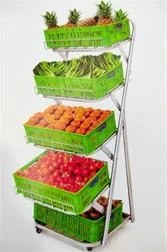 تصویر Wheeled fruit and vegetable stand set with 5 baskets, 1 basket per floor 