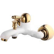 تصویر شیر دوش حمام مدل مارگارات البرز روز سفید طلایی 