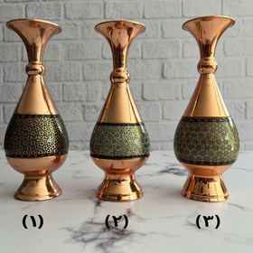 تصویر گلدان مس و خاتم 20 سانتی متر - 