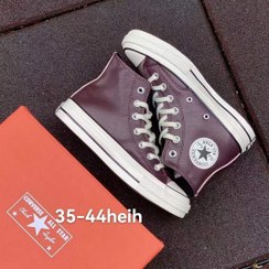 تصویر کانورس ۱۹۷۰ ساقدار چرمی زرشکی Converse all star 1970 leather dark maroon 