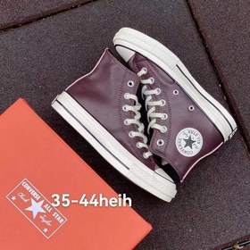 تصویر کانورس ۱۹۷۰ ساقدار چرمی زرشکی Converse all star 1970 leather dark maroon 