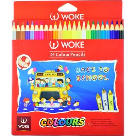 تصویر مداد رنگی 24 رنگ وک جعبه مقوایی Woke 6 Colors Pencil