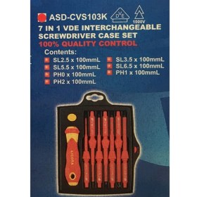 تصویر پیچ گوشتی 1000 ولت لیکوتا مدل ASD-CVS103K LICOTA 7 IN 1 VDE INTERCHANGEABLE SCREWDRIVER ASD-CVS103K