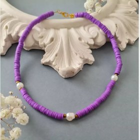 تصویر گردنبند فیمو بنفش 