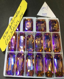 تصویر نگین شیشه مستطیل ۱۸*۲۵ گلبهی هفت رنگ 